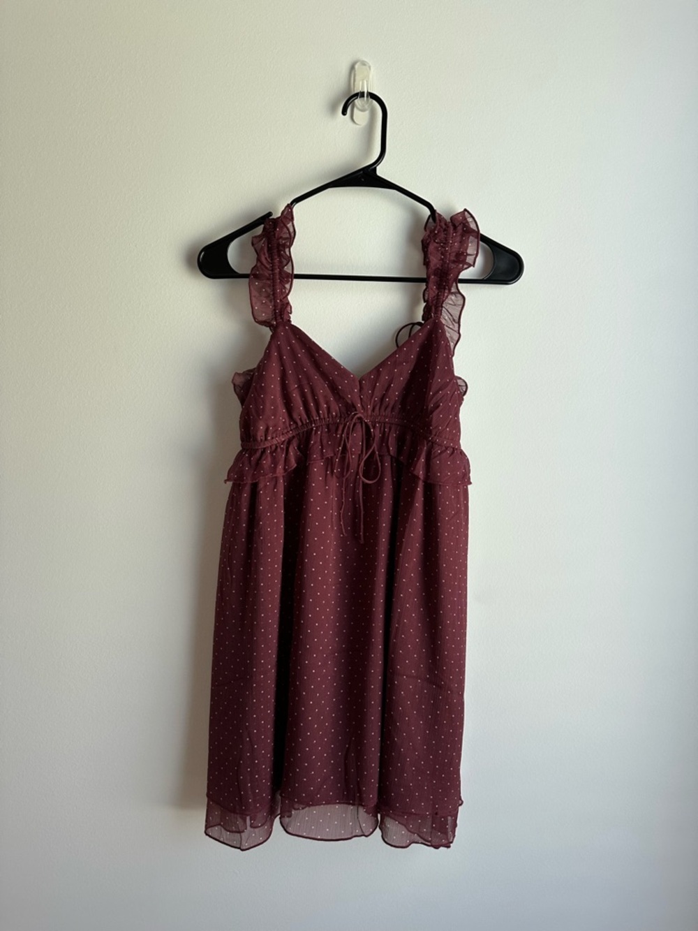 American Eagle Outfitters Burgundy Polka Dot Sundress
